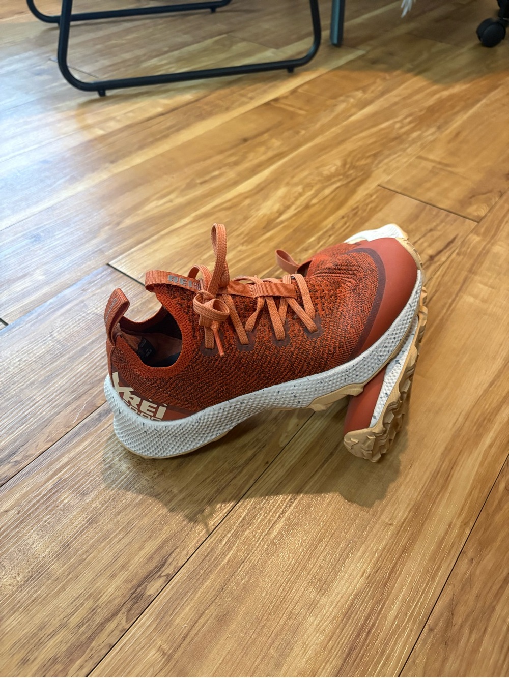 REI Women's Rust Orange Knit Trail Sneakers with White Speckle Midsole